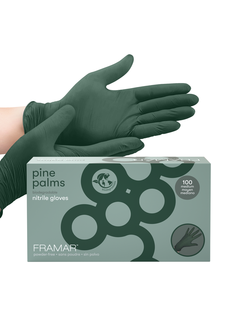 Framar BIODEGRADABLE Nitrile Gloves: PINE PALMS - MEDIUM (REG. PRICE $14.99-ND24)  image number 0